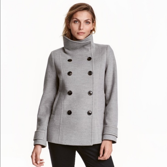 H&M Jackets & Blazers - H&M Double Breasted Peacoat Grey Sz 6 NWOT